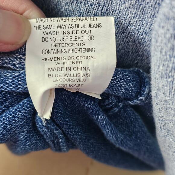 Blue Willis cowl neck knit 3/4 sleeve sweater beaded neckline Small VGUC - Picture 10 of 11